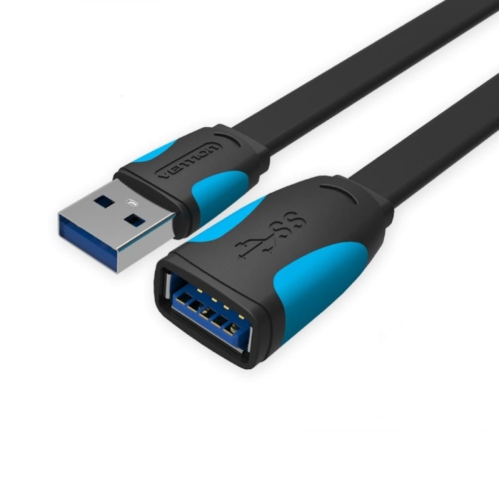 фото Кабель-удлинитель vention usb 3.0 am/af - 3м плоский vas-a13-b300