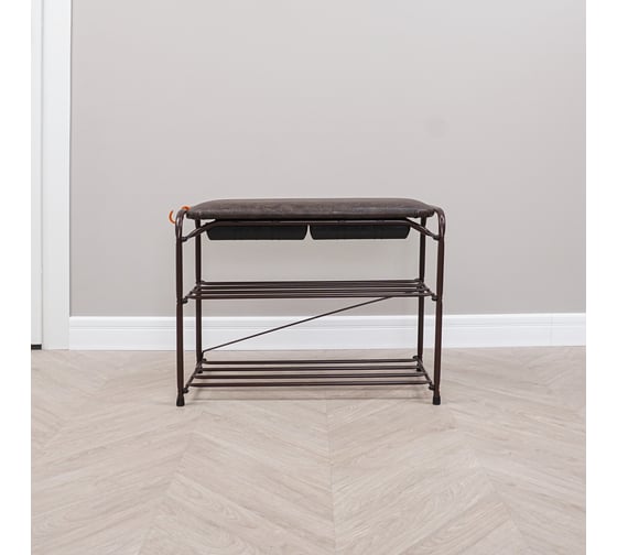 Изображение товара Подставка для обуви ЗМИ "Альфа 23" с сиденьем и ящиком, коричневый ПДОА23СЯ КОР