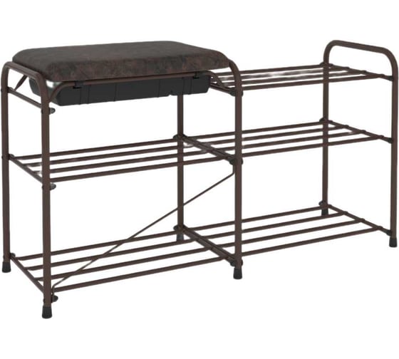 Изображение товара Подставка для обуви ЗМИ "Альфа 33" с сиденьем и ящиком, коричневый ПДОА33СЯ КОР