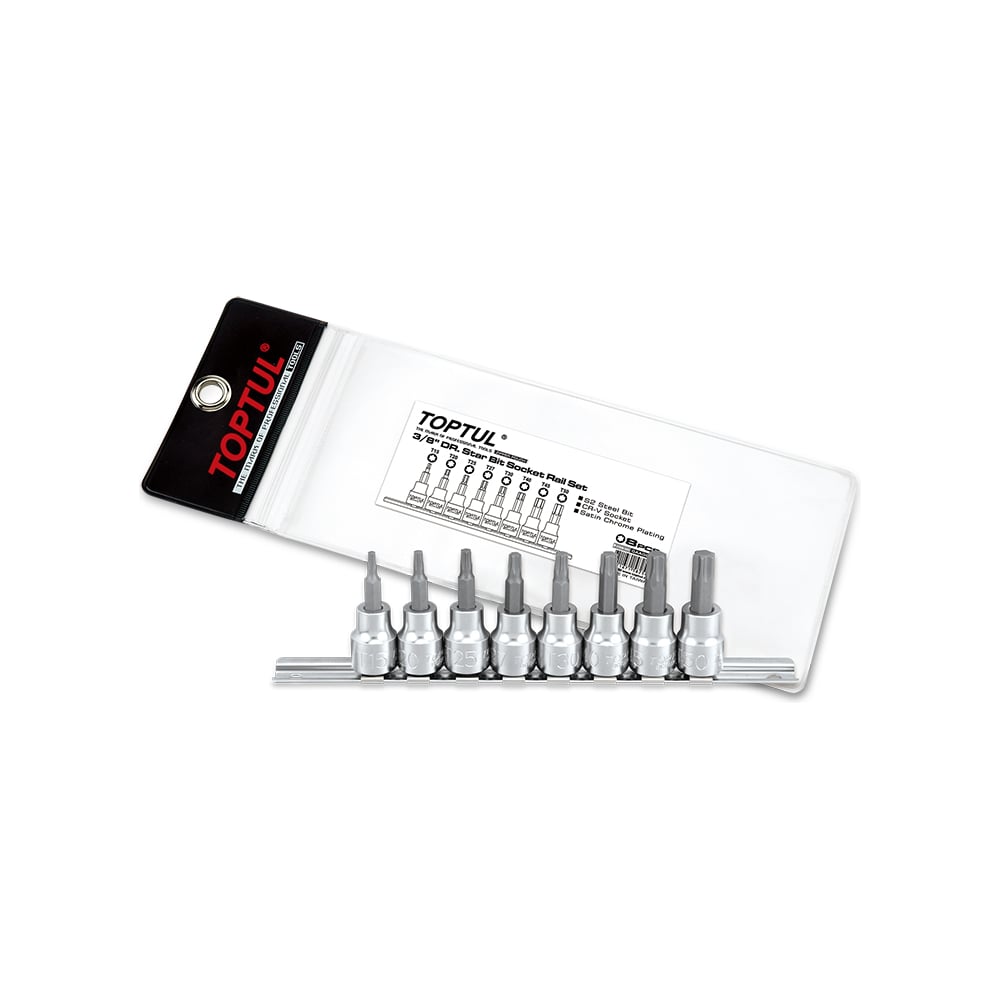 Изображение товара Набор торцевых головок TORX T15-T50, L48 мм, 8 предметов, TOPTUL