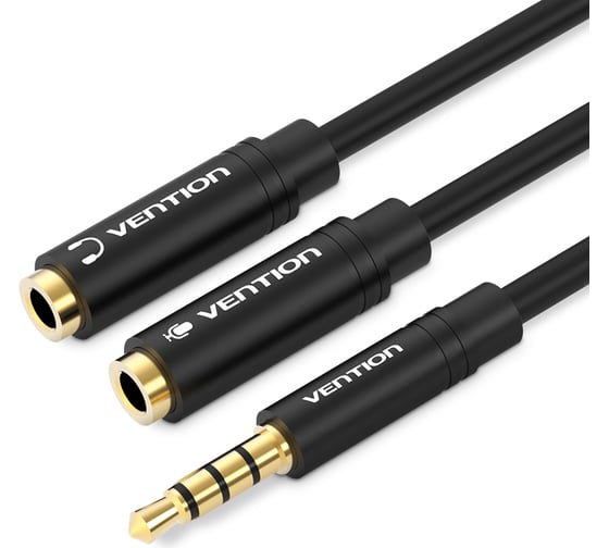 Изображение товара Гибкий переходник-разветвитель Vention Jack 3.5 mm M 4 pin/Jack 3.5 mm F x 2 - 0.3м BBCBY