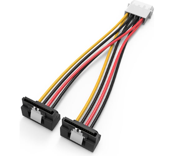 Изображение товара Кабель-переходник питания Vention MOLEX 4pin M / 2 x SATA 15pin F угол 90 - 0.15м KDCBB