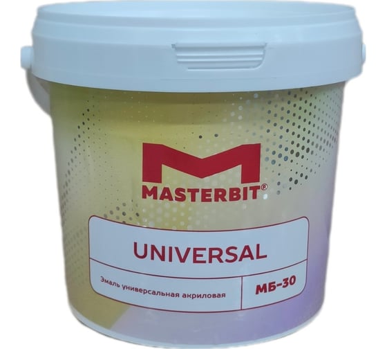 Изображение товара Акриловая эмаль МАСТЕРБИТ МБ-30 UNIVERSAL глянцевая 0,9 кг ТД000001709