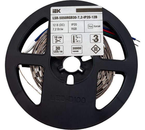 Изображение товара Лента IEK LED 3м LSR-5050RGB30-7, 2-IP20-12В LSR2-3-030-20-3-03