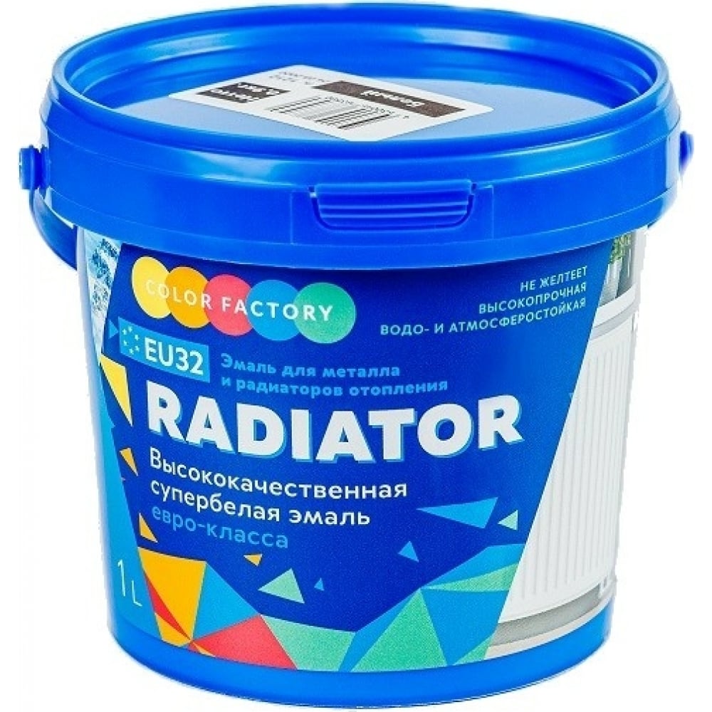 фото Акриловая эмаль для радиаторов фабрика цвета eu-32 radiator полуглянцевая 0,9 кг тд000001713