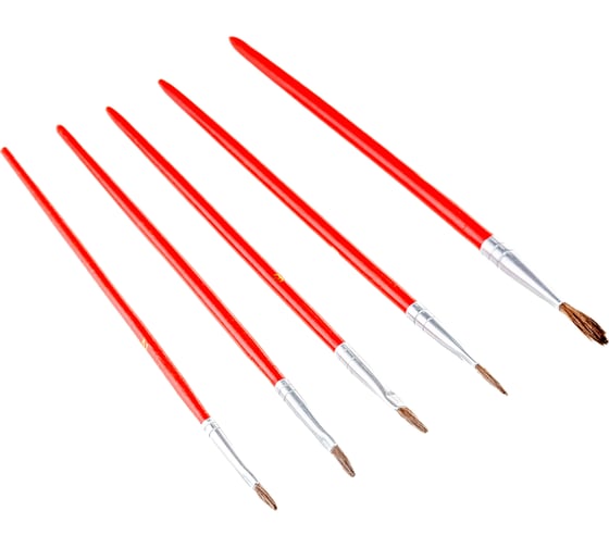 Изображение товара Художественные кисти FIT натуральная щетина, деревянная ручка, плоские, набор 5 шт. 01515