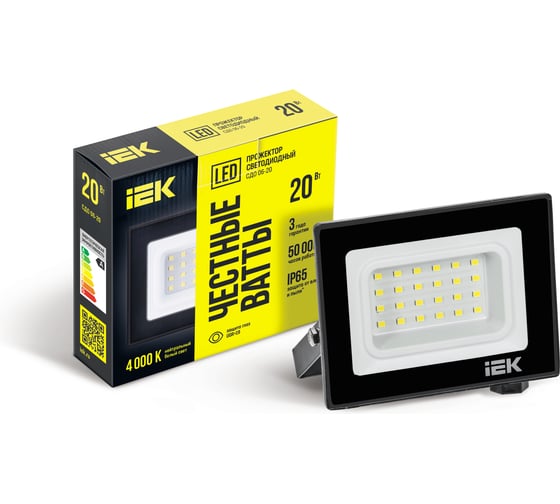 Изображение товара Светодиодный прожектор IEK СДО 06-20, черный, IP65, 4000K LPDO601-20-40-K02