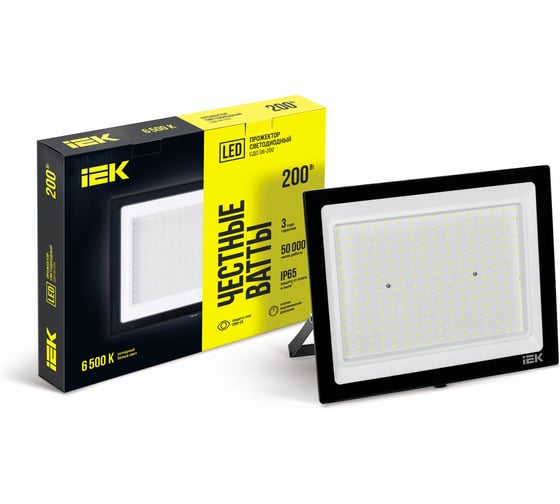 Изображение товара Светодиодный прожектор IEK СДО 06-200, черный, IP65, 6500K LPDO601-200-65-K02