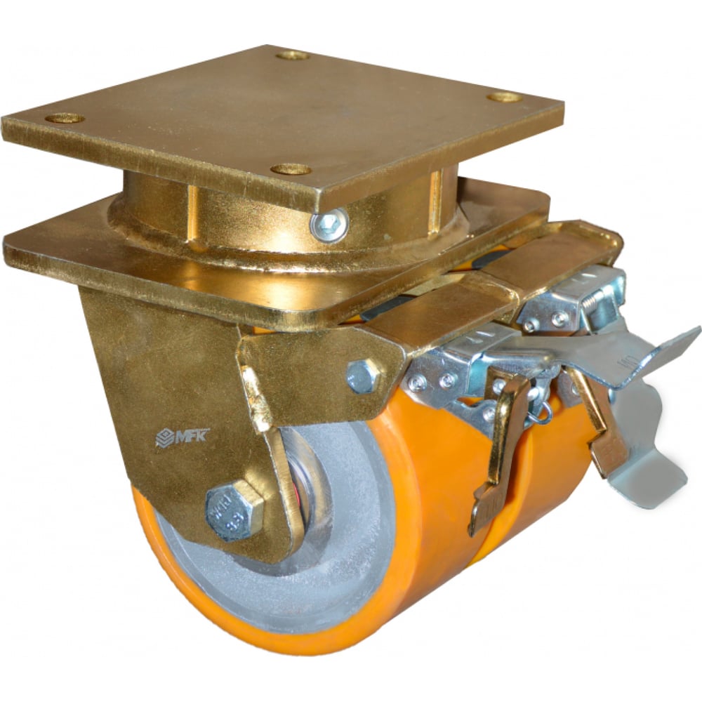 Изображение товара Колесо сверхтяжелое двойное б/г полиуретан поворот с тормозом 200 мм K8080-01-MPCI-TTB K8080-TTB-200 MFK-TORG K8082-TTB-200