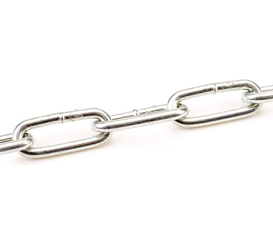 Изображение товара Сварная цепь Стройметиз М4 DIN 763 длиннозвенная 5 м пакет 416425