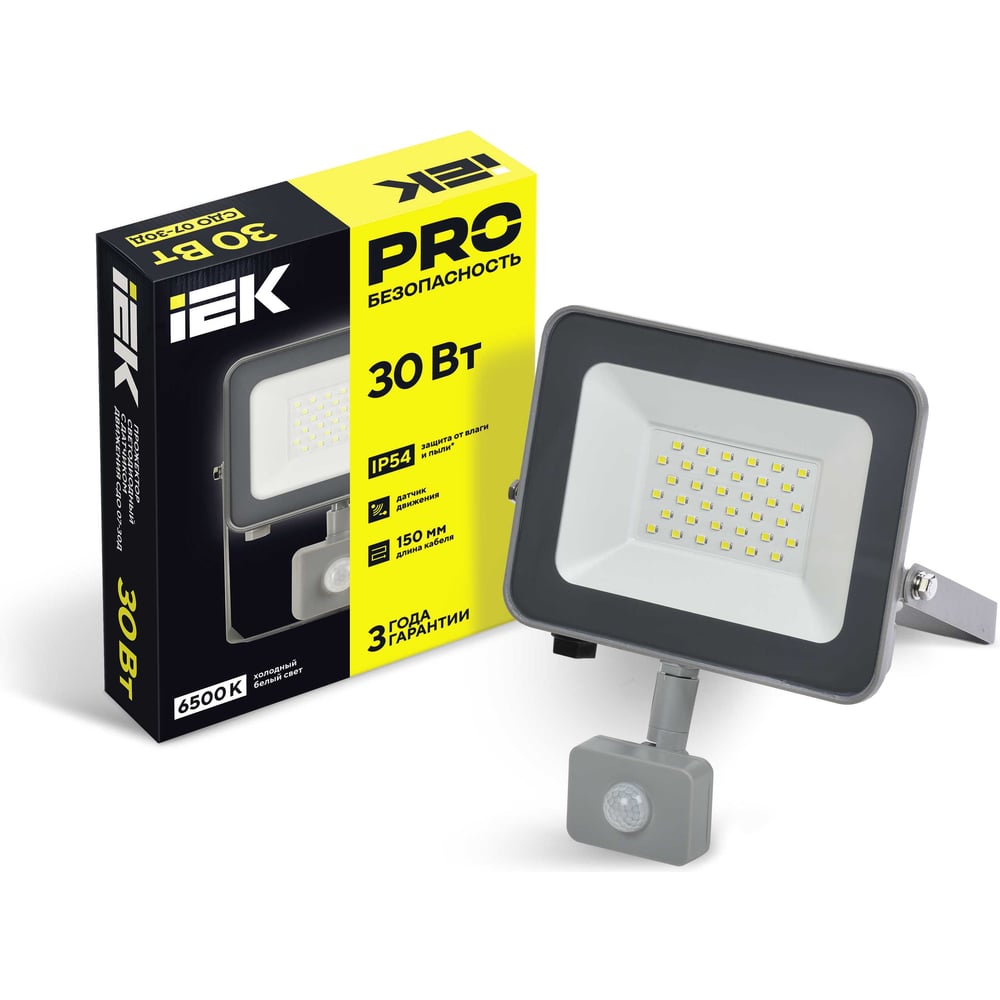 Изображение товара Светодиодный прожектор IEK СДО 07-30Д с датчиком движения IP54 30W