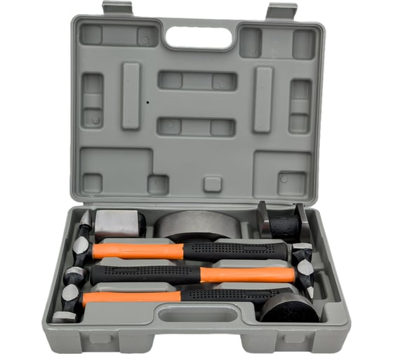 Изображение товара Рихтовочный набор Русский Мастер DIY 7 предметов 3 молотка, 4 поддержки в пластиковом кейсе РМ-92499