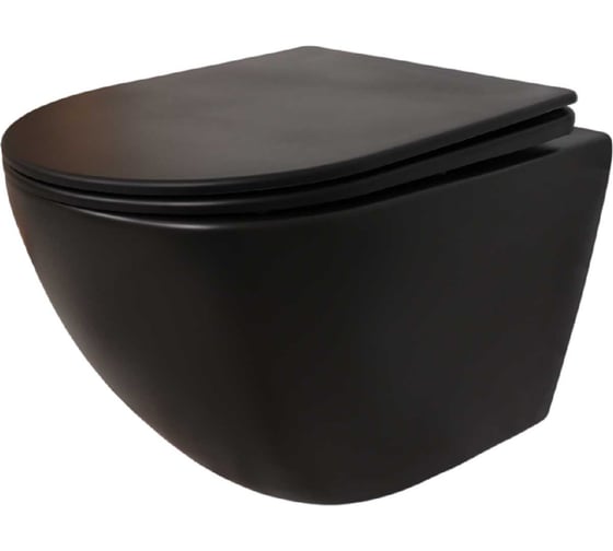 Изображение товара Унитаз подвесной Alcora Avanti Tornado безободковый, с сиденьем DPL, e-off, slim, lift, черный матовый 51777190