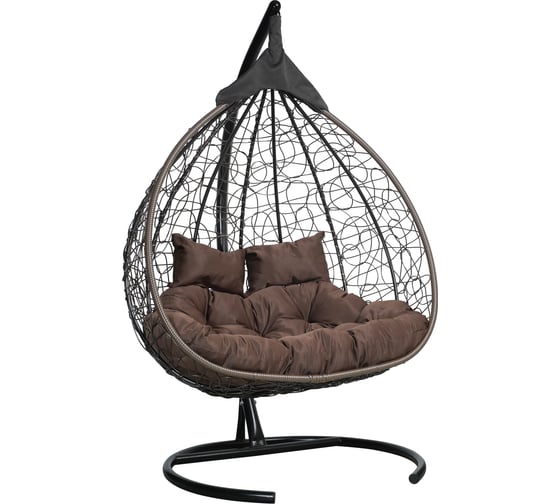 Изображение товара Подвесное двухместное кресло-кокон Лаура FISHT коричневый + коричневый каркас, подушка шоколадная FIS 301