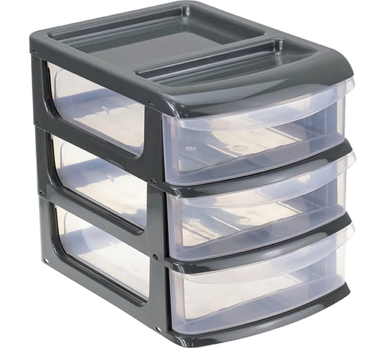 Изображение товара Универсальный бокс IDEA мини 3 секции графитовый М 2769 Графитовый