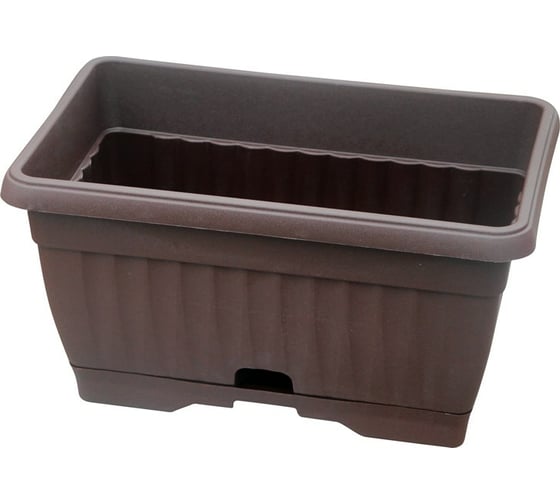 Изображение товара Балконный пластиковый ящик с поддоном ПРОТЭКТ коричневый ЯБ-30 К