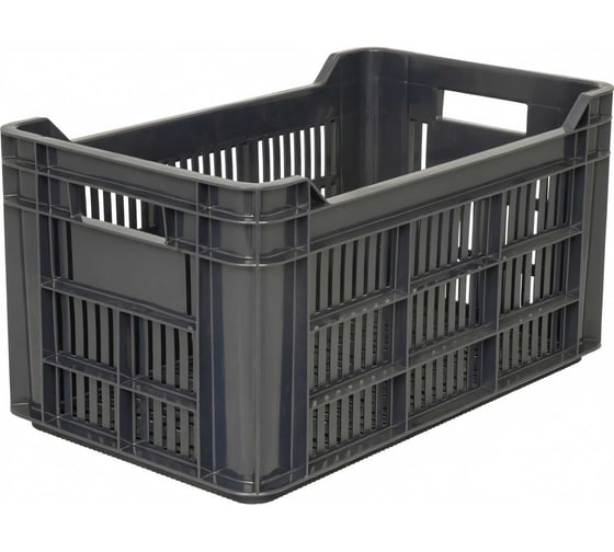 Изображение товара Ящик п/э Тара.ру 500х300х264 с перфорацией, чёрный 01305
