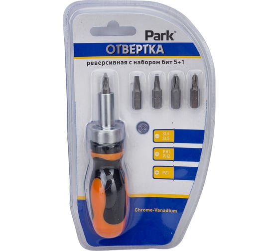Изображение товара Отвертка Park реверсивная с набором бит 5+1 OTV07NB 356207