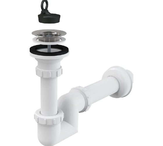 Изображение товара Сифон для умывальника Alcadrain A412 «S» диам.40 с нержавеющей peшeткой диам.63 00022253