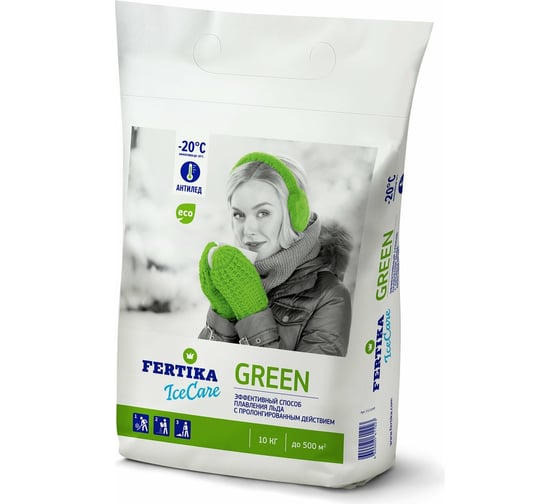 Изображение товара Противогололедный реагент Fertika Icecare Green 10 кг Ф02560