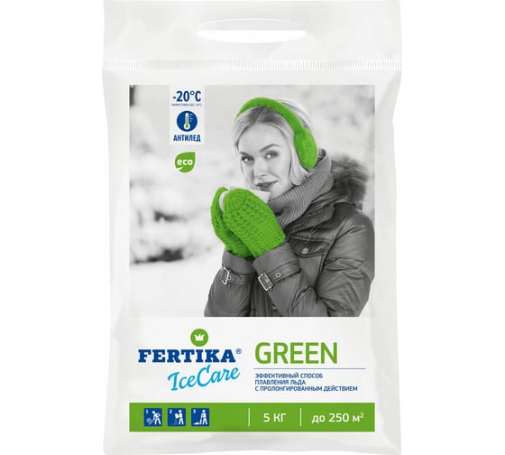 Изображение товара Противогололедный реагент Fertika Icecare Green 5 кг Ф03461