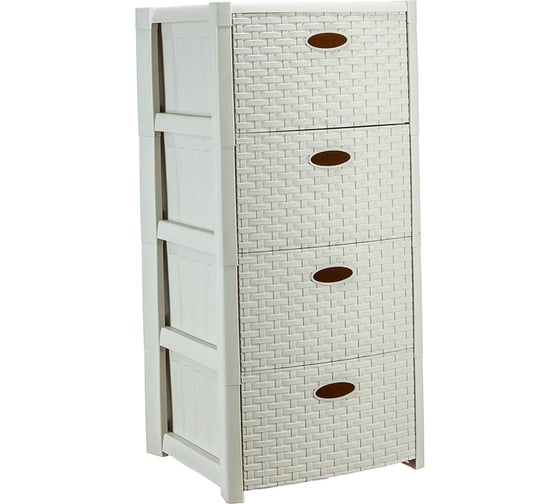 Изображение товара Комод IDEA Стиль ротанг 4 секции белый ротанг М 2736 белый ротанг