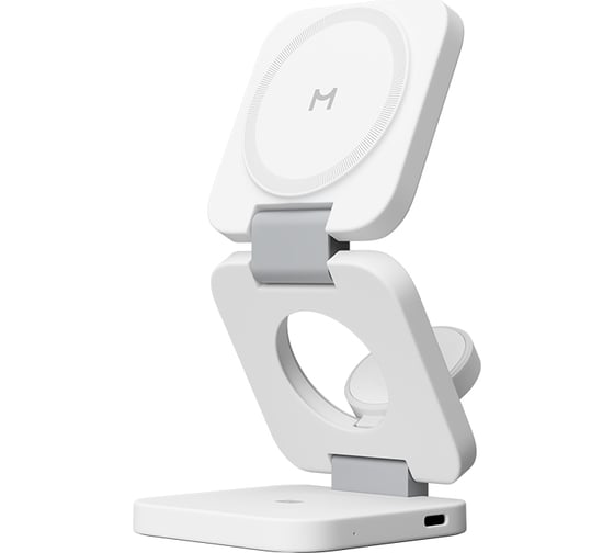 Изображение товара Складное беспроводное зарядное устройство MAGSSORY Flex 3 в 1 для Apple, с магнитами, совместимое с MagSafe, белый WCH013w