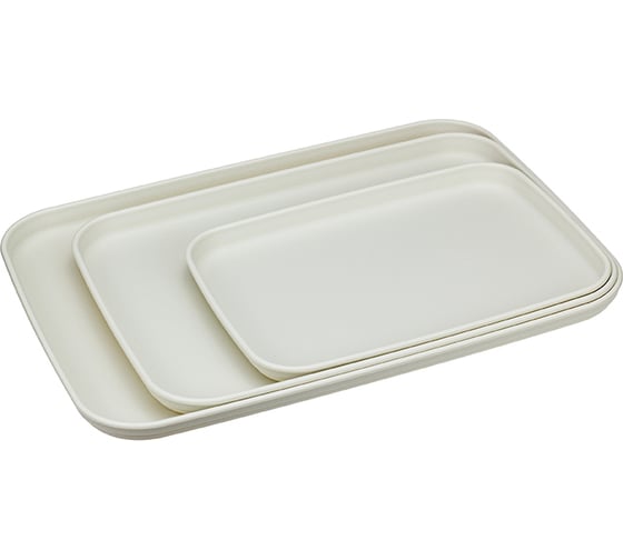 Изображение товара Набор подносов IDEA из 3х штук белый ротанг М 1108 белый ротанг