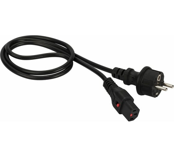 Изображение товара Шнур питания с блокировкой LANMASTER C13-Schuko, 3х0.75, 220В, 10А, черный, 2 метра LAN-PP13L/SH-2.0-BK