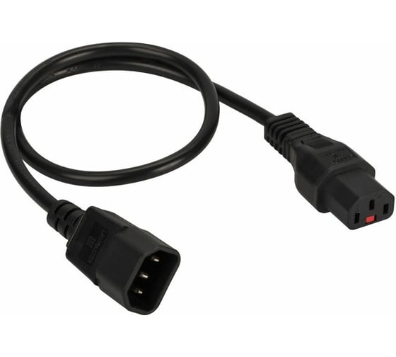 Изображение товара Шнур питания с блокировкой LANMASTER C13-C14, 3х0.75, 220В, 10А, черный, 5 метров LAN-PP13L/14-5.0-BK