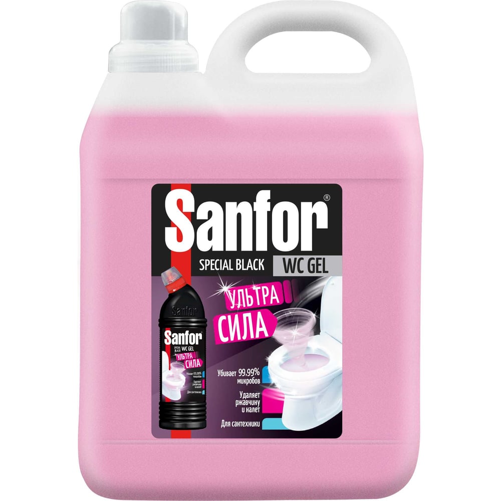 Изображение товара Гель SANFOR WC Ультра сила 5 л для туалета и керамики очищение и дезинфекция