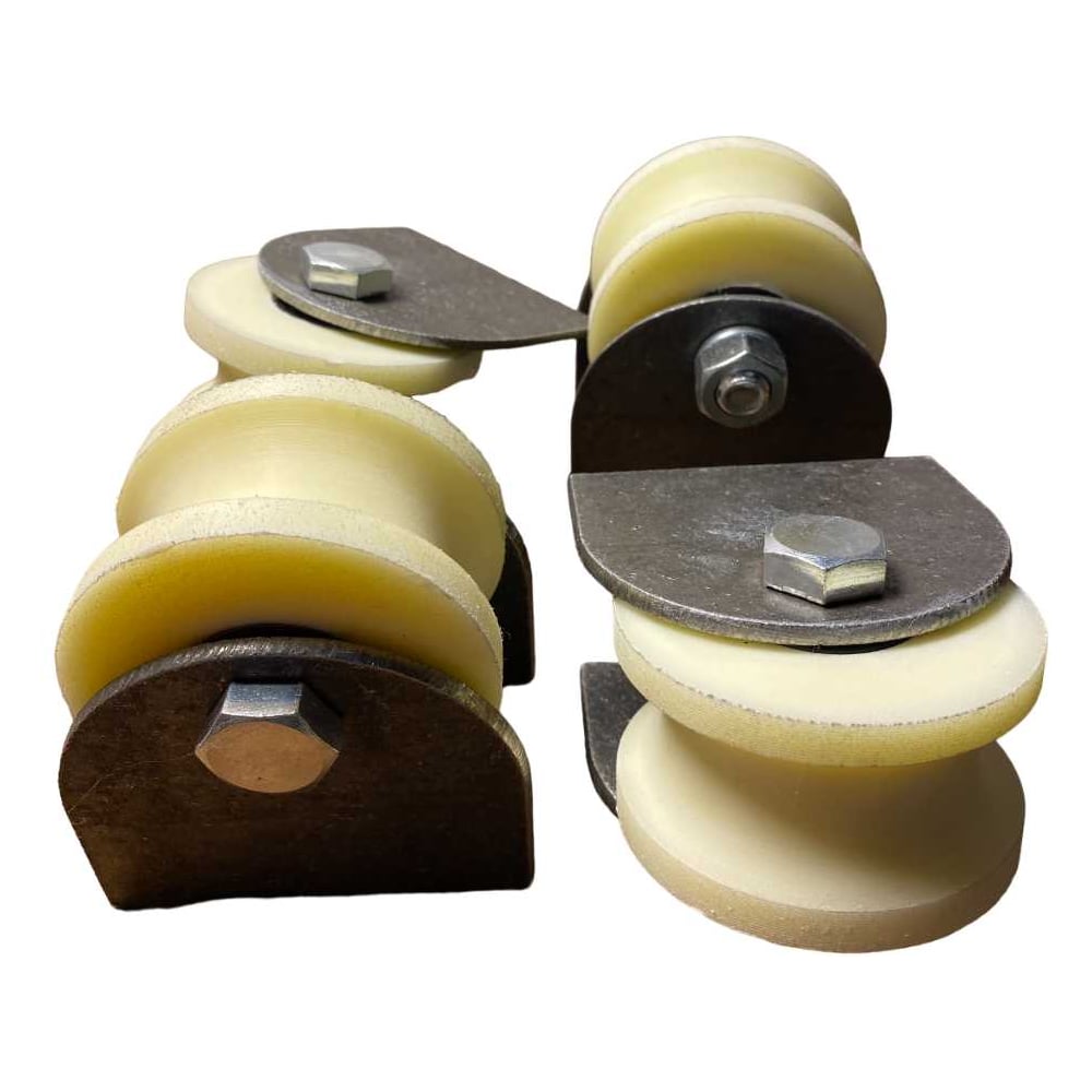 Изображение товара Ролик на пластинах 23 БОЛТА d 70 мм для труб 3/4 капролон комплект 4 шт