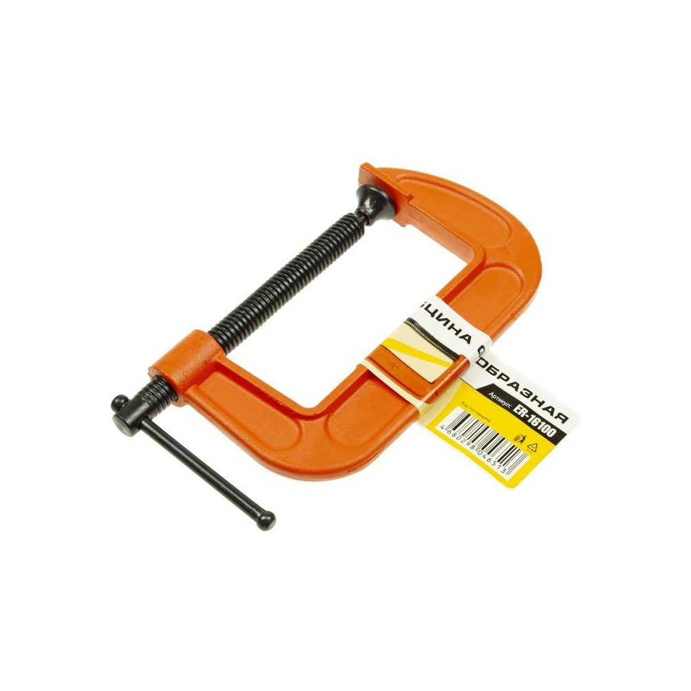 Изображение товара Струбцина G-образная ЭВРИКА 4-100 мм ER-16100 для дерева металла и пластика