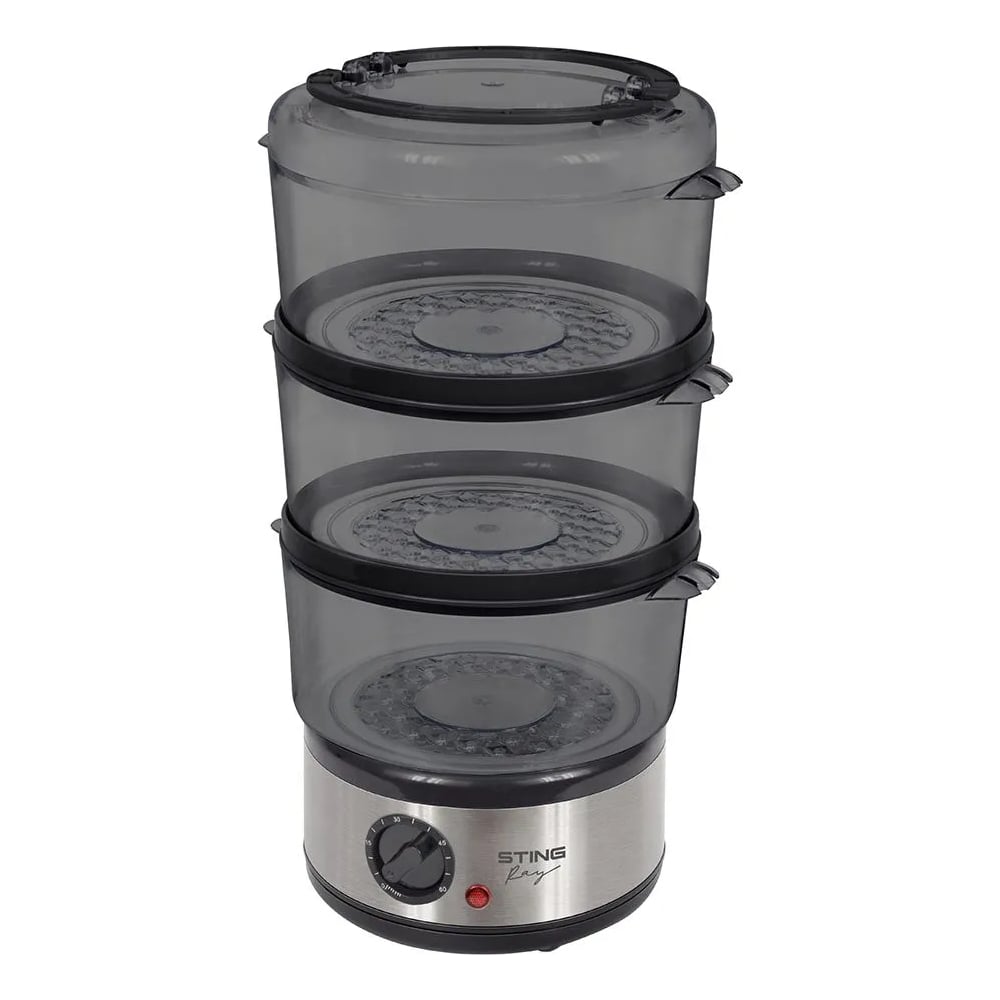 Изображение товара Электрическая пароварка STINGRAY ST-FS753A черный жемчуг 7.5 л трехъярусная