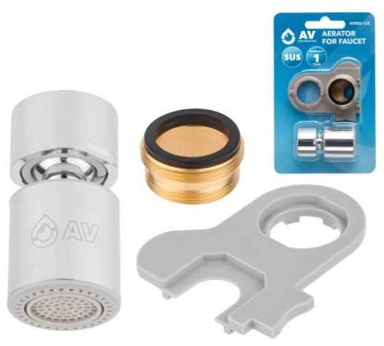Изображение товара Аэратор для смесителя AV Engineering подвижный вн. с ключом и переходом, AVSSS-123