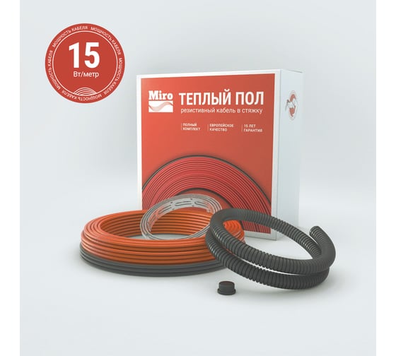 Изображение товара Теплый пол Miro кабель в плиточный клей 15 Вт/м, 600 Вт 2446