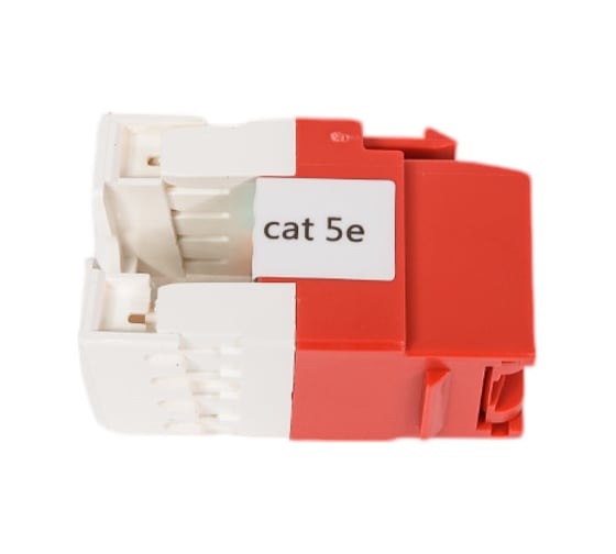 Изображение товара Модуль Keystone LANMASTER RJ45, кат.5e, UTP, 180 градусов, красный, LAN-OK45U5E/180P-RD