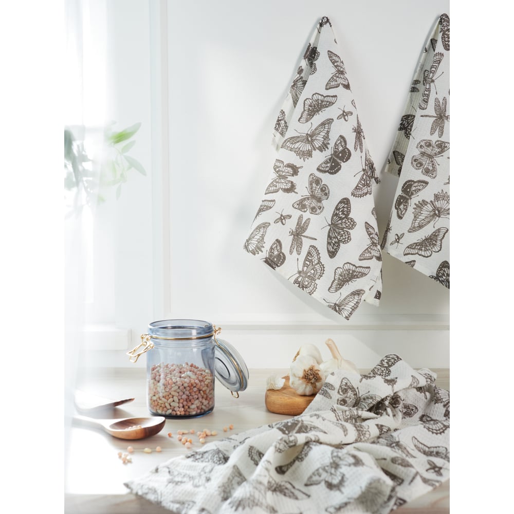 Изображение товара Набор полотенец Guten Morgen вафельное полотно Бабочки 45x60 см 3 шт