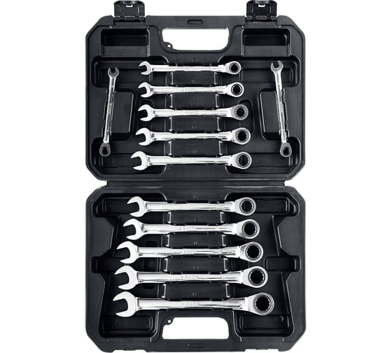 Изображение товара Набор комбинированных гаечных ключей Зубр ПРОФЕССИОНАЛ трещоточные 27073-H12