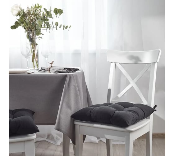 Изображение товара Набор подушек на стул Guten Morgen высокие, рогожка, Черный 40x40 см 2 шт НабП-Чер-40-40-2