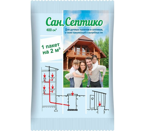 Изображение товара Препарат для дачных туалетов, септиков, канализаций, выгребных ям 400 куб.см Ваше Хозяйство 4607043204387