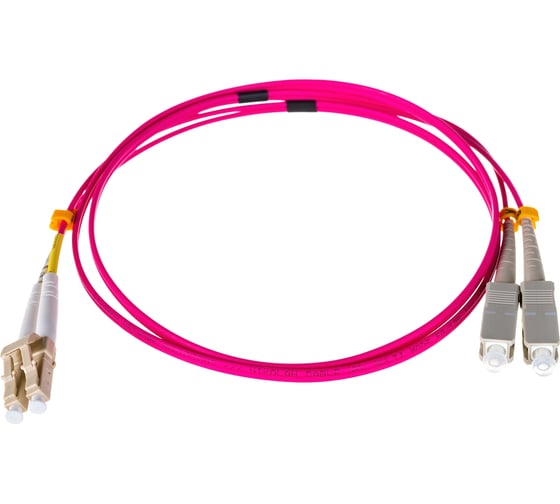 Изображение товара Переходной оптический шнур NIKOMAX, MM 50/125 OM4, SC/UPC-LC/UPC, двойной, 2 мм, 1 м NMF-PC2M4C2-SCU-LCU-001