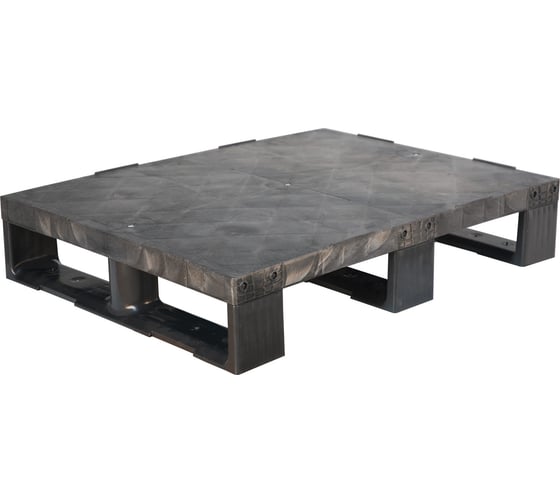 Изображение товара Паллет Тара.ру п/э, 800x600х150, сплошной, на 3-х полозьях, чёрный 07877