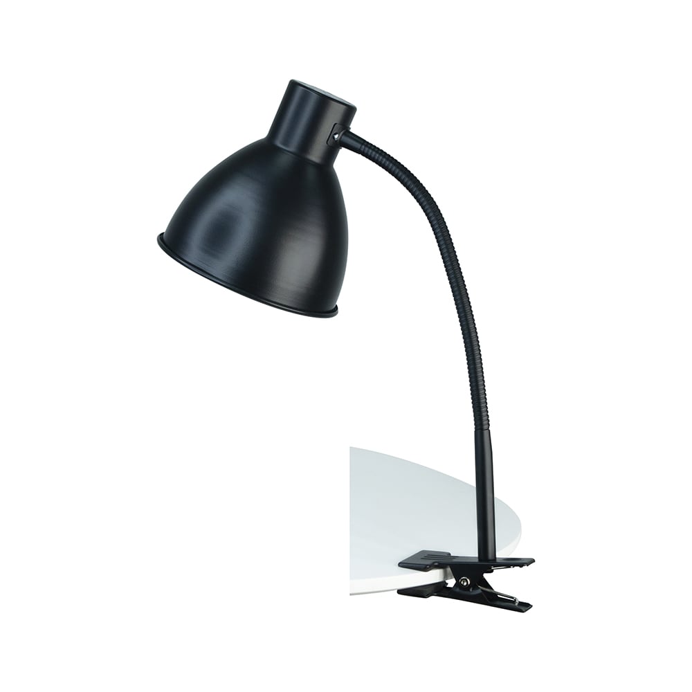 Изображение товара Современный черный настольный светильник Трансвит Лира E27 40W с прищепкой