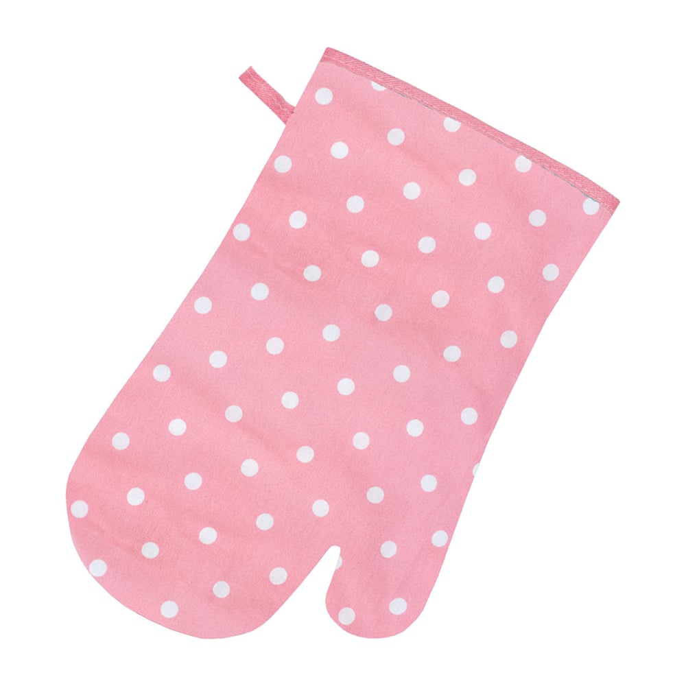 Изображение товара Варежка-прихватка Guten Morgen рогожка, Горох розовый, 18x30 см