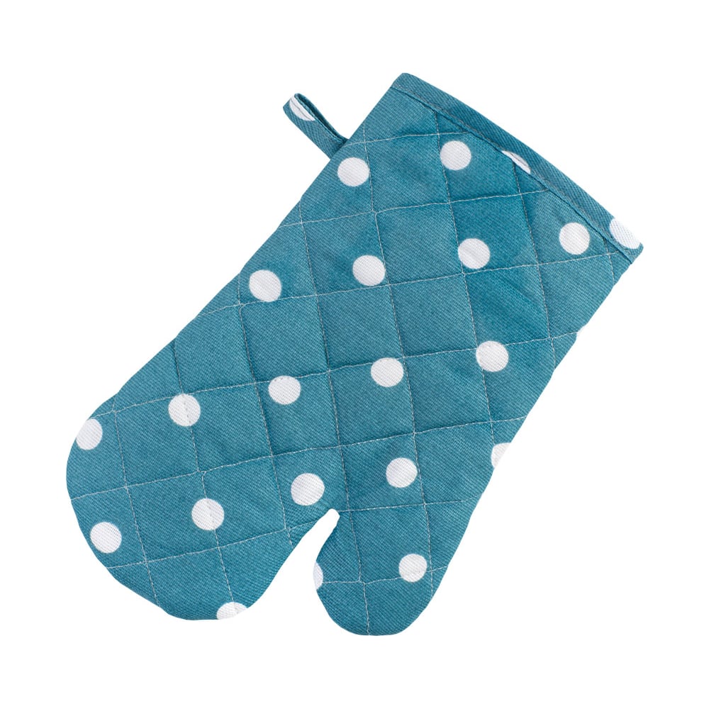 Изображение товара Варежка-прихватка Guten Morgen рогожка Горох синий 18x30 см
