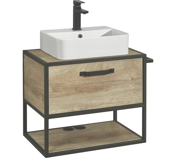 Изображение товара Тумба-умывальник Лофт 65 AQUATON Фабрик Дуб Эндгрейн 00061167 1A242301LTDU0