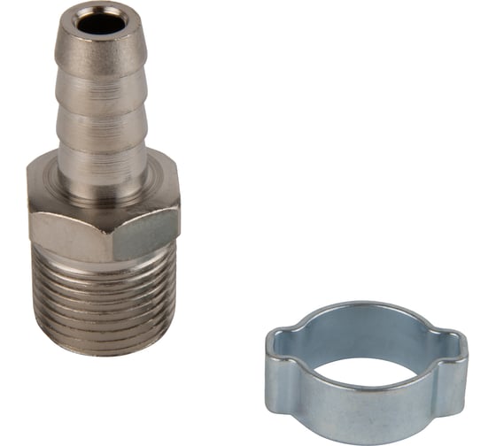 Изображение товара Штуцер пневматический елочка с обжимным кольцом, внешняя резьба 3/8", 10 мм Optimus OPT-73010HM