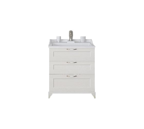 Изображение товара Тумба-умывальник AQUATON Леон 65 Н Дуб белый Раковина Фабиа 650 00031454 1A194601LBPS0