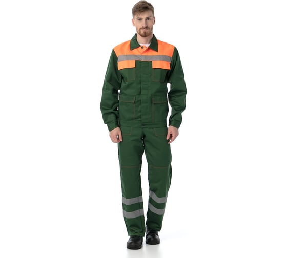 Изображение товара Костюм ИВАРУС Мастер-6 полукомбинезон+куртка, смесовая, зеленый,с оранжевой отделкой, СОП, р. 48-50, рост 194-200 193 (48/194)